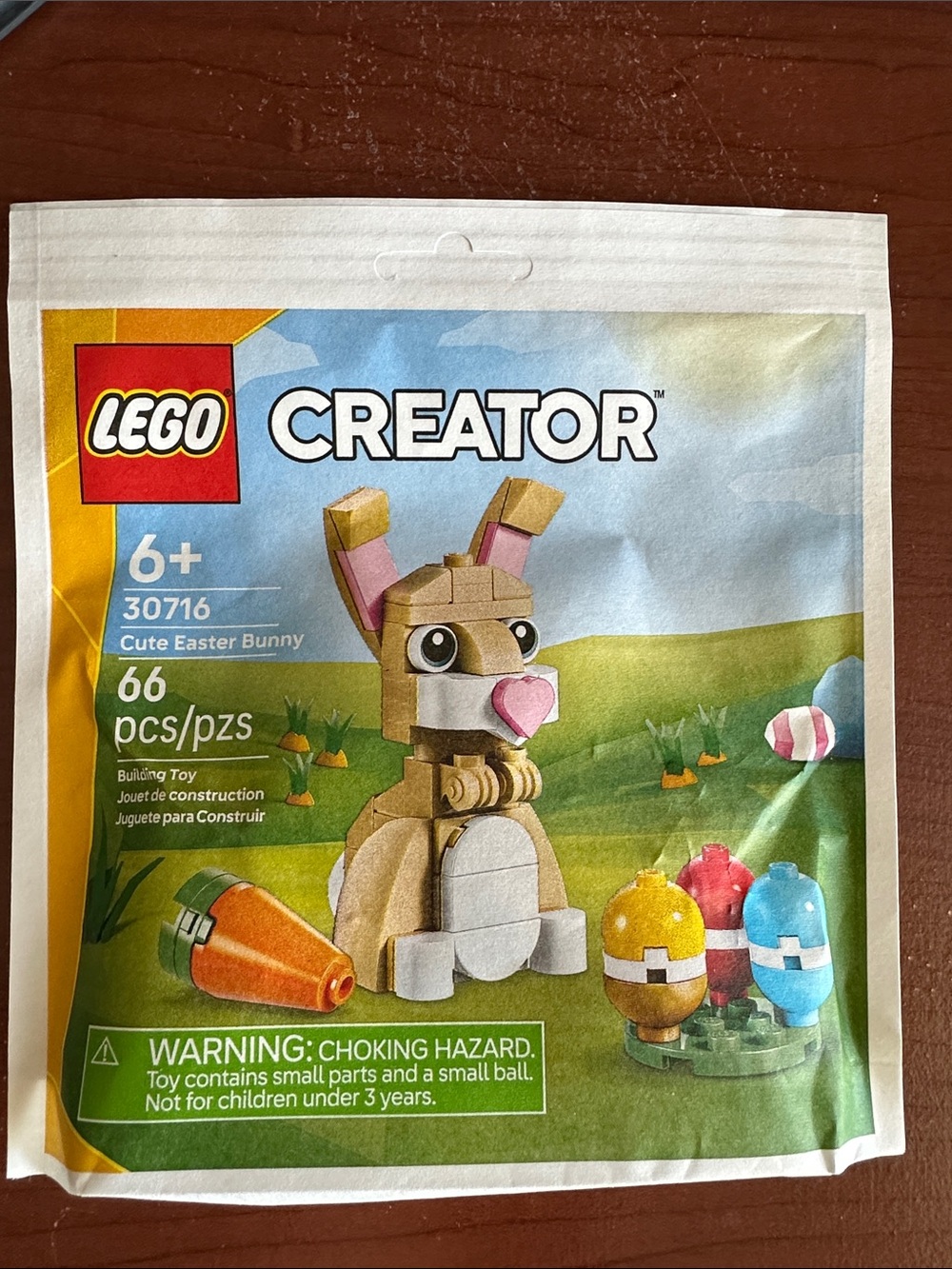 LEGO Creator Tan, White, Pink Bunny with Carrot and Colorful Eggs